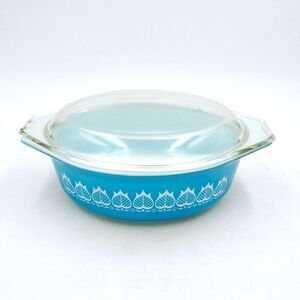 Pyrex Blue Tulips Casserole Dish 043 With Clear Lid 1-1/2 Qt Promotional 1964